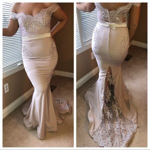 Portia & Scarlett off shoulder gown